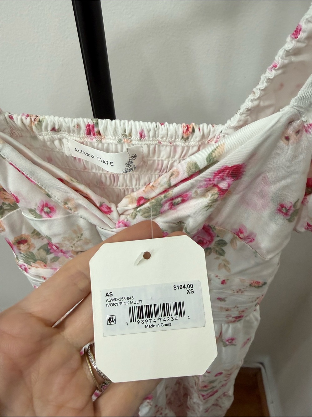 Altar'd State Pink and White Floral Puff-Sleeve Midi Dress - Picture 3 of 4